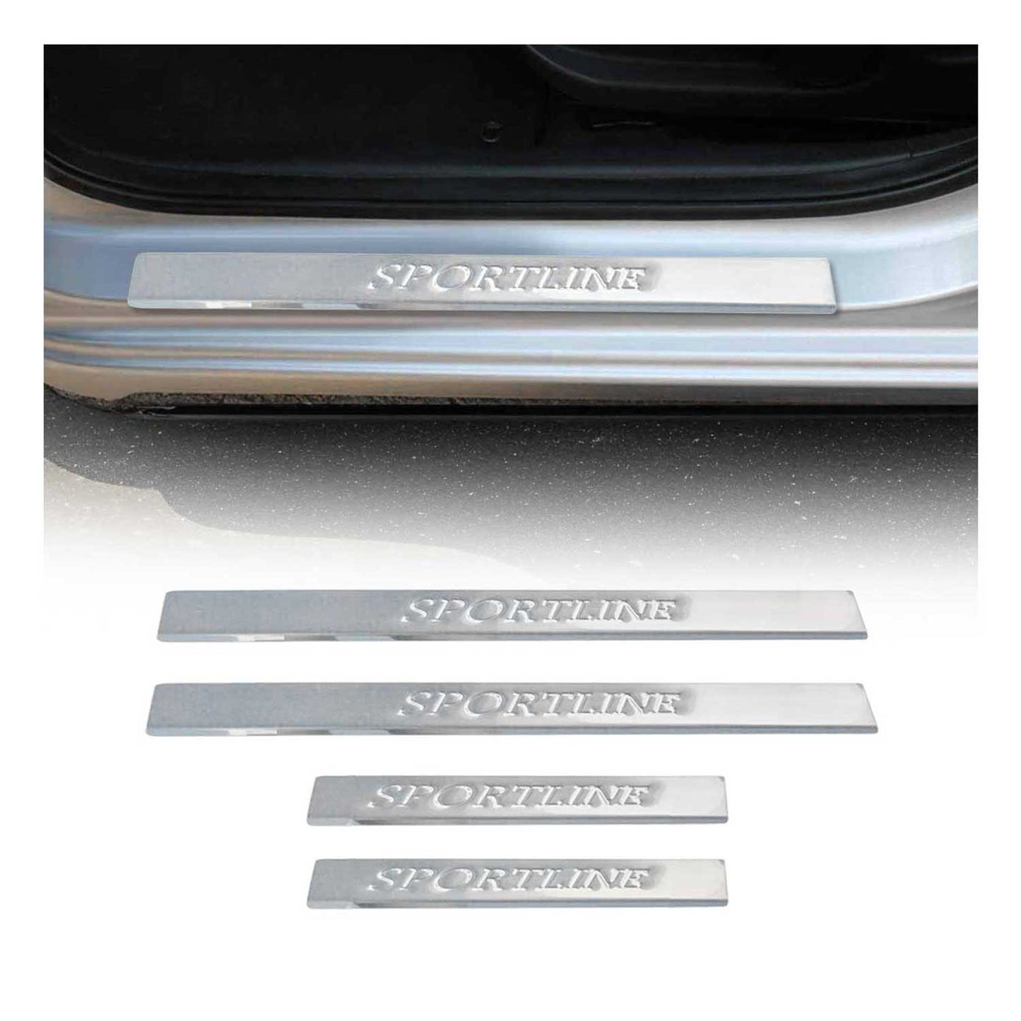 Ornamente prag uși pentru VW Touareg 2002-2010, oțel inoxidabil, argintiu, set 4 piese
