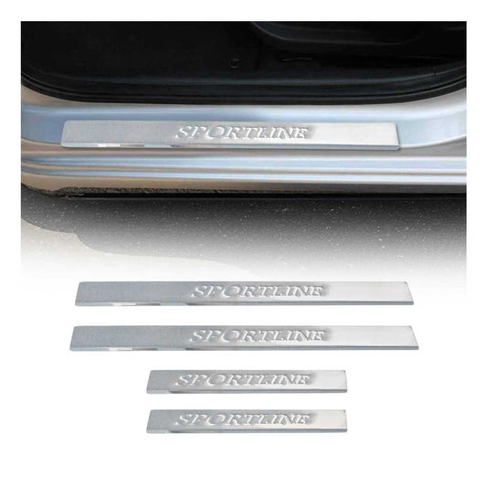 Ornamente prag uși pentru VW Touareg 2002-2010, oțel inoxidabil, argintiu, set 4 piese