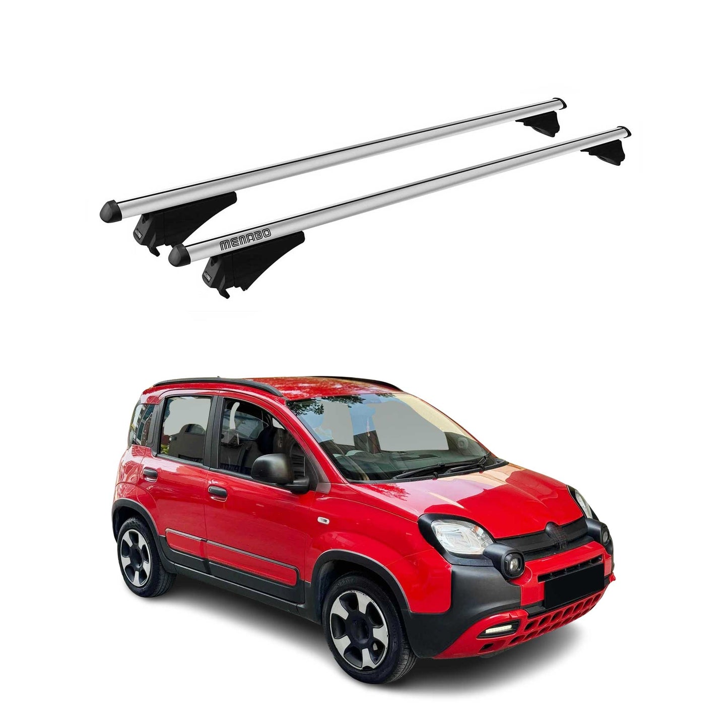 Menabo Dachträger für Fiat Panda 319 City Cross 2012-2025 75kg Alu Silber 2x