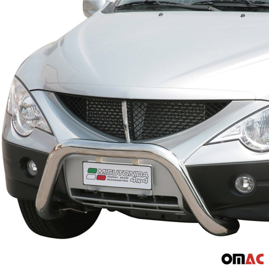 Bară de protecție/buton față pentru Ssangyong Actyon Sports 2007-2012 ø76 gri oțel