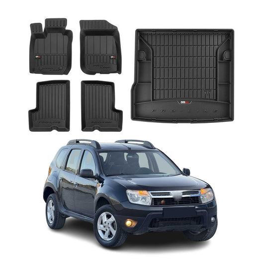 OMAC Fußmatten & Kofferraumwanne Set für Dacia Duster 2010-2018 Gummi Schwarz 5x