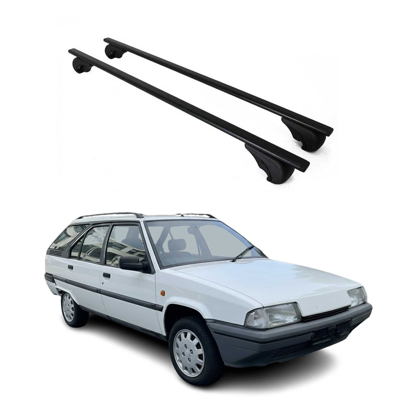 Dachträger Grundtäger für Citroen BX Kombi 1982-1995 75kg Metall Schwarz 2 tlg