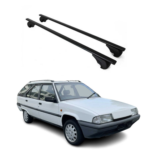 Dachträger Grundtäger für Citroen BX Kombi 1982-1995 75kg Metall Schwarz 2 tlg