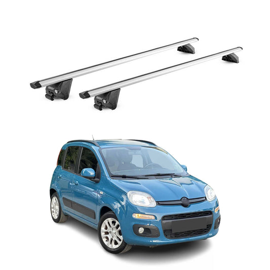 Portbagaj de plafon pentru Fiat Panda III 2012-2025 100kg aluminiu argintiu 2 piese ABE