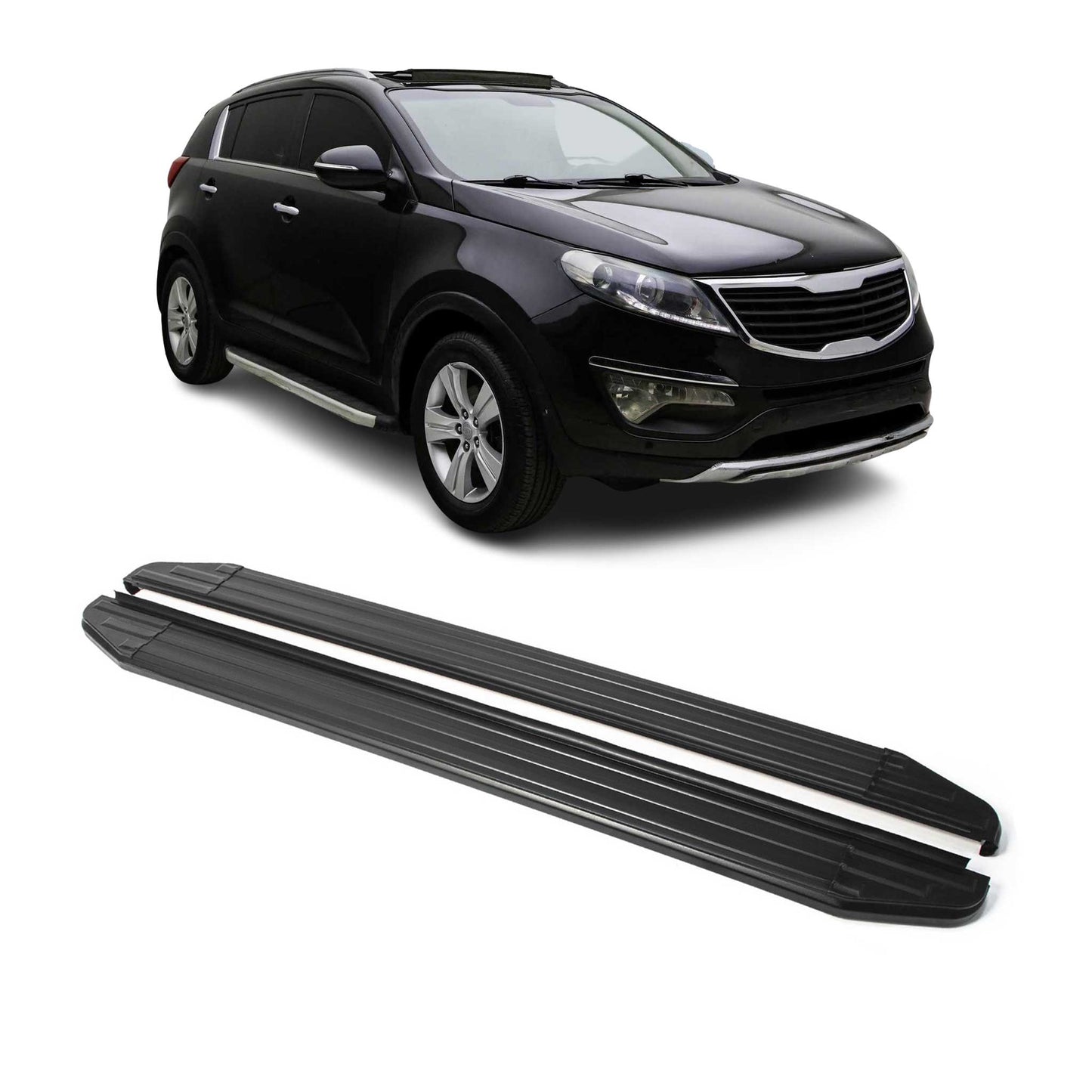 Trittbretter Seitenschweller für Kia Sportage 2010-2015 ABE Schwarz Alu