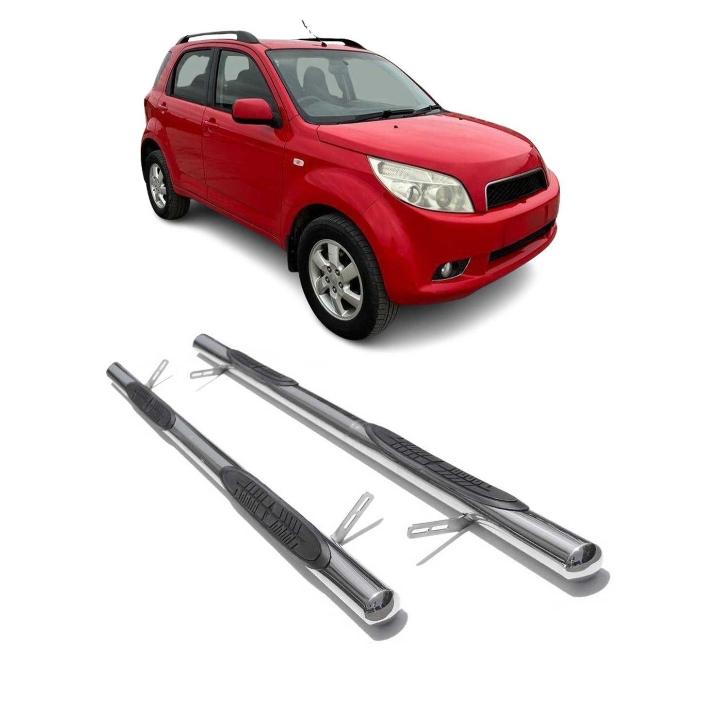 Edelstahl Trittbretter Schwellerrohre für Daihatsu Terios Edelstahl Silber 2tlg