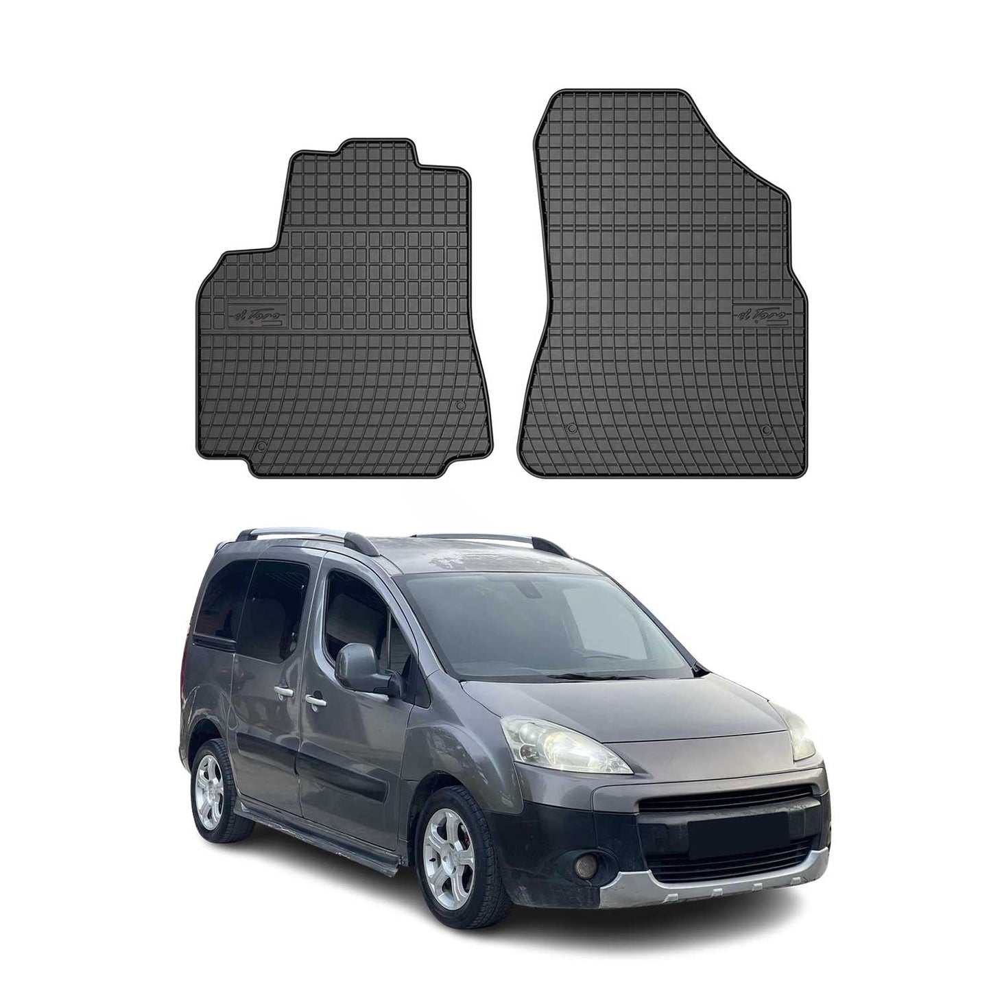 Covorașe auto Peugeot Partner Tepee 2008-2018, TPE, negre, set 2 piese