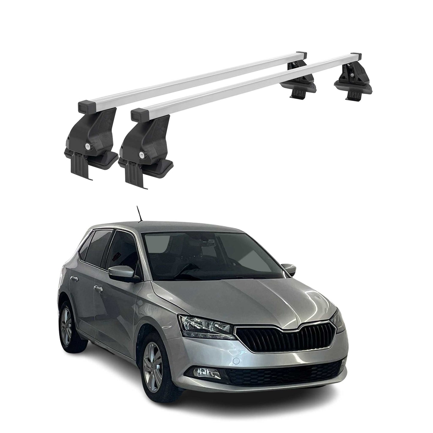 Menabo Dachträger Grundtäger für Skoda Fabia mk3 2014-2021 50kg Stahl Silber 2x