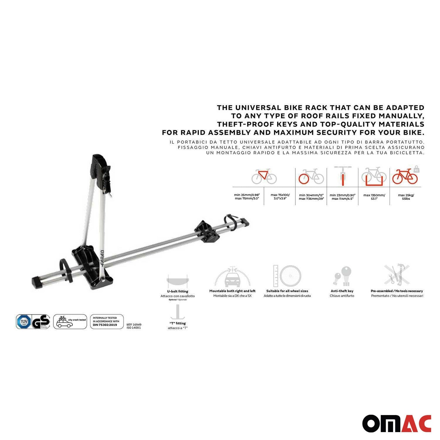 2x Farad Fahrradträger bis 25 kg ABE M-Style Dachfahrradträger EBike FatBike