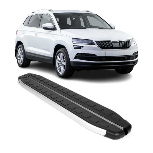 Trittbretter Seitenschweller für Skoda Karoq 2017-2025 Silber Schwarz 2x