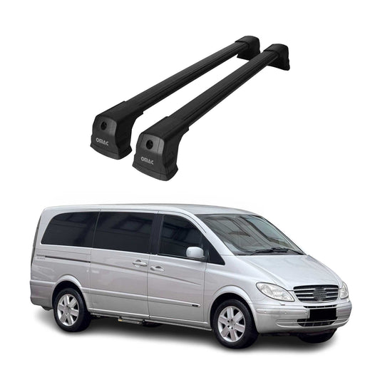 Portbagaj de plafon pentru Mercedes Vito W639 2003-2014 75kg aluminiu negru 2 buc