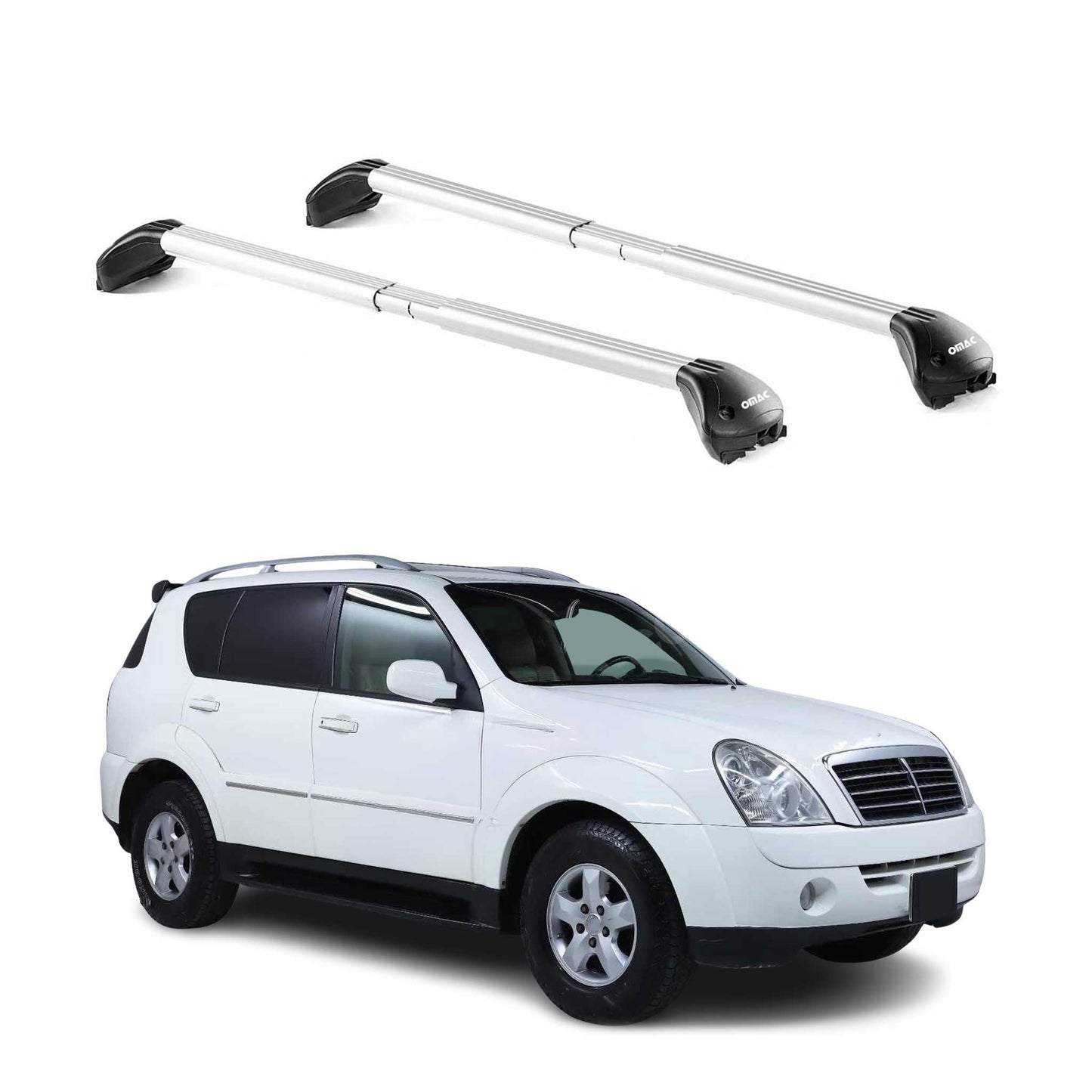 Bară de plafon pentru Ssangyong Rexton II III 2006-2017 5 uși 100kg aluminiu argintiu 2x ABE