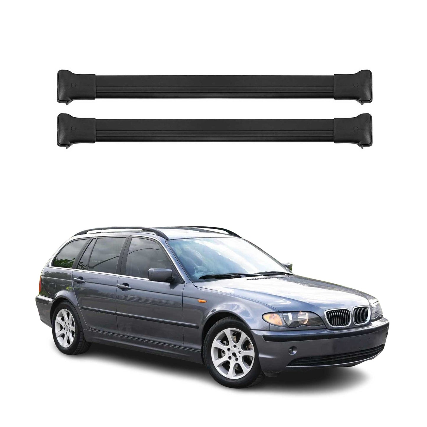 Dachträger Grundtäger für BMW 3er E46 Touring 1999-2007 75kg Alu Schwarz 2 tlg