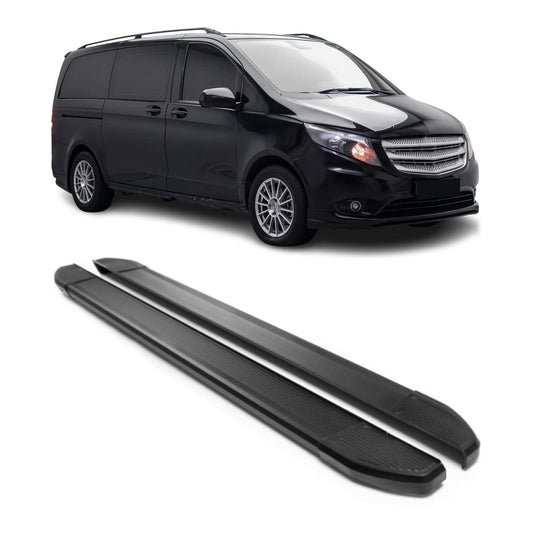 Alu Schweller Trittbretter für Mercedes Vito Klasse W447 2014-25 Kurzer Schwarz