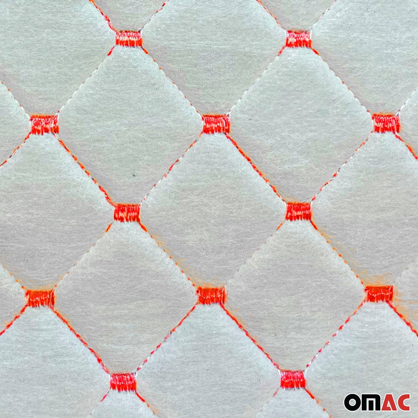 140 cm x 100 cm Tłoczona czarna sztuczna skóra, czerwony ścieg diamentowy, tapicerka samochodowa