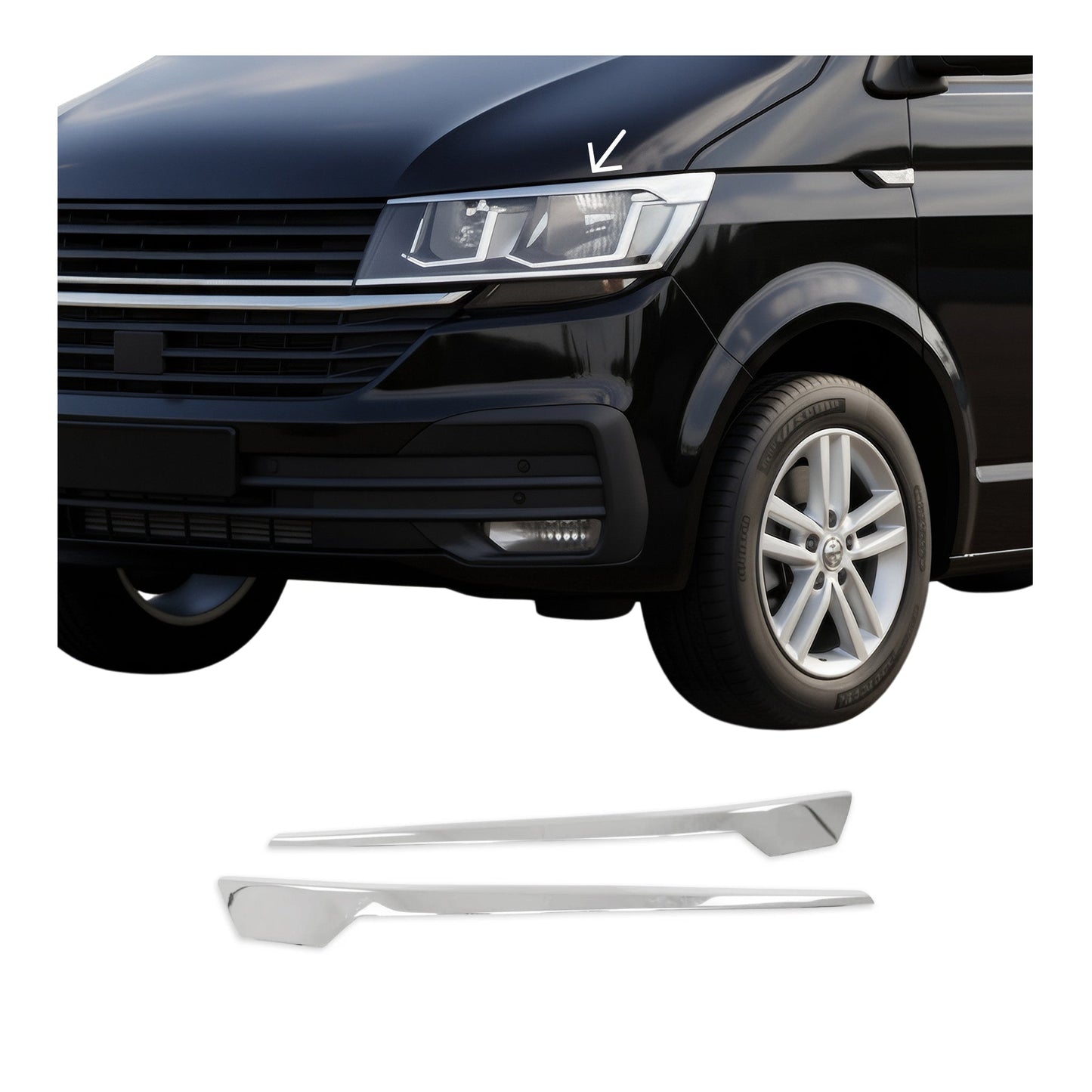 Scheinwerfer Scheinwerferblende für VW T6.1 Transporter 2019-2024 Oberhalb Chrom