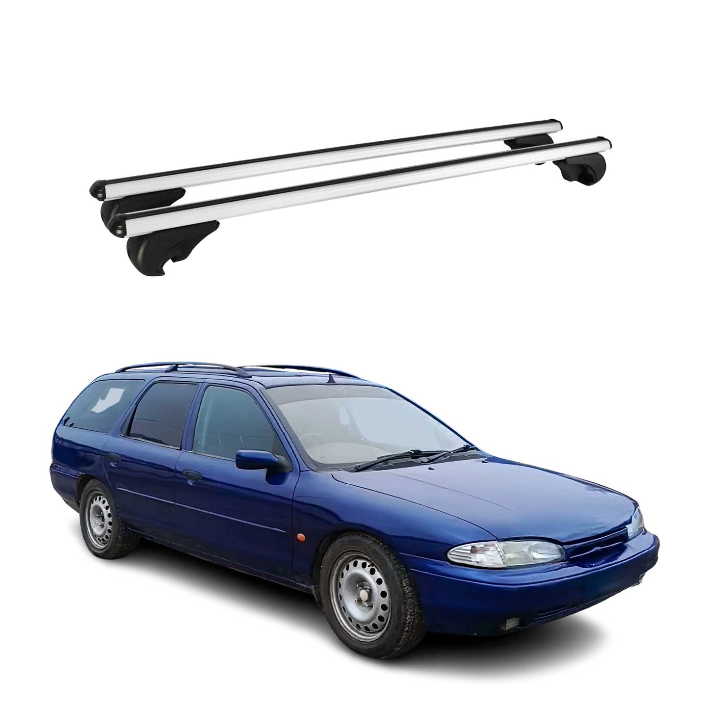 Portbagaj de plafon pentru Ford Mondeo Turnier 1993-2000 75kg aluminiu argintiu 2 piese