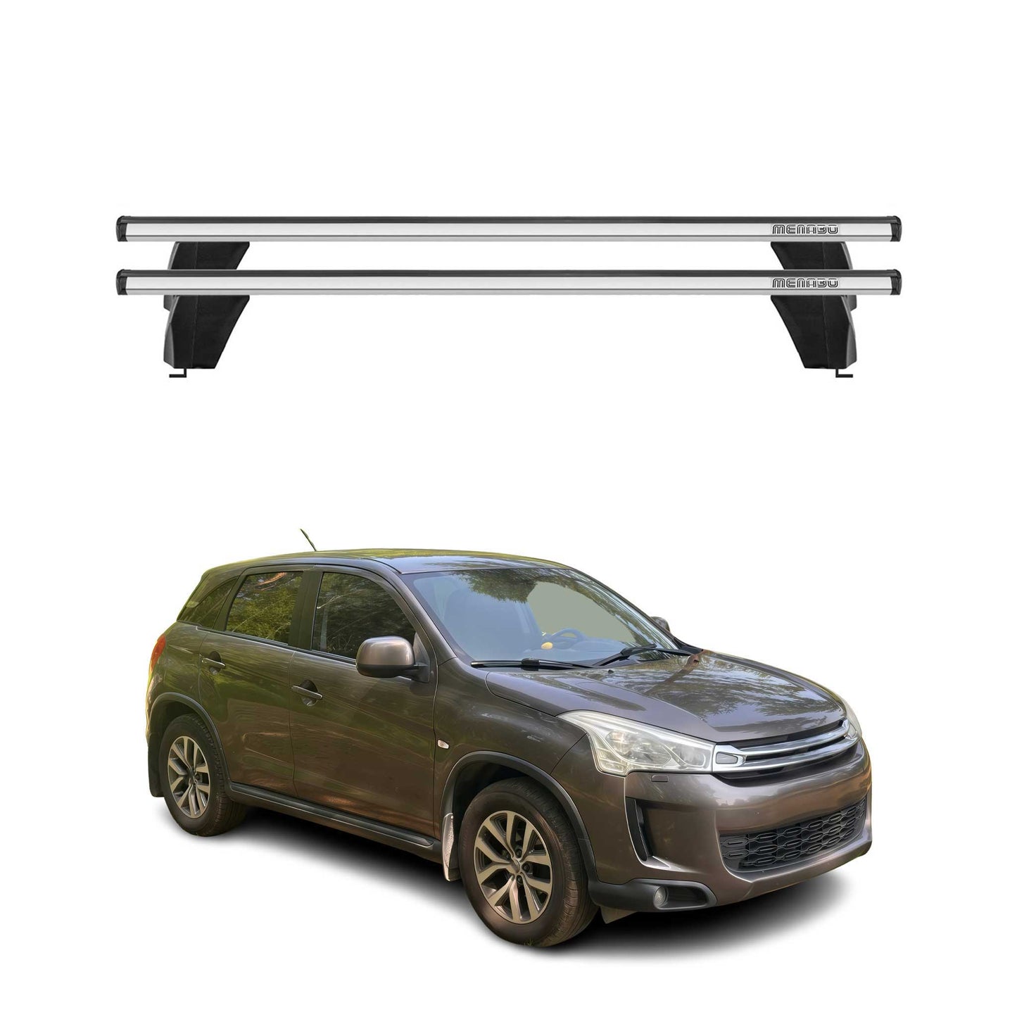 Menabo Dachträger Grundtäger für Citroen C4 Aircross 2012-2017 75kg Alu Grau 2x