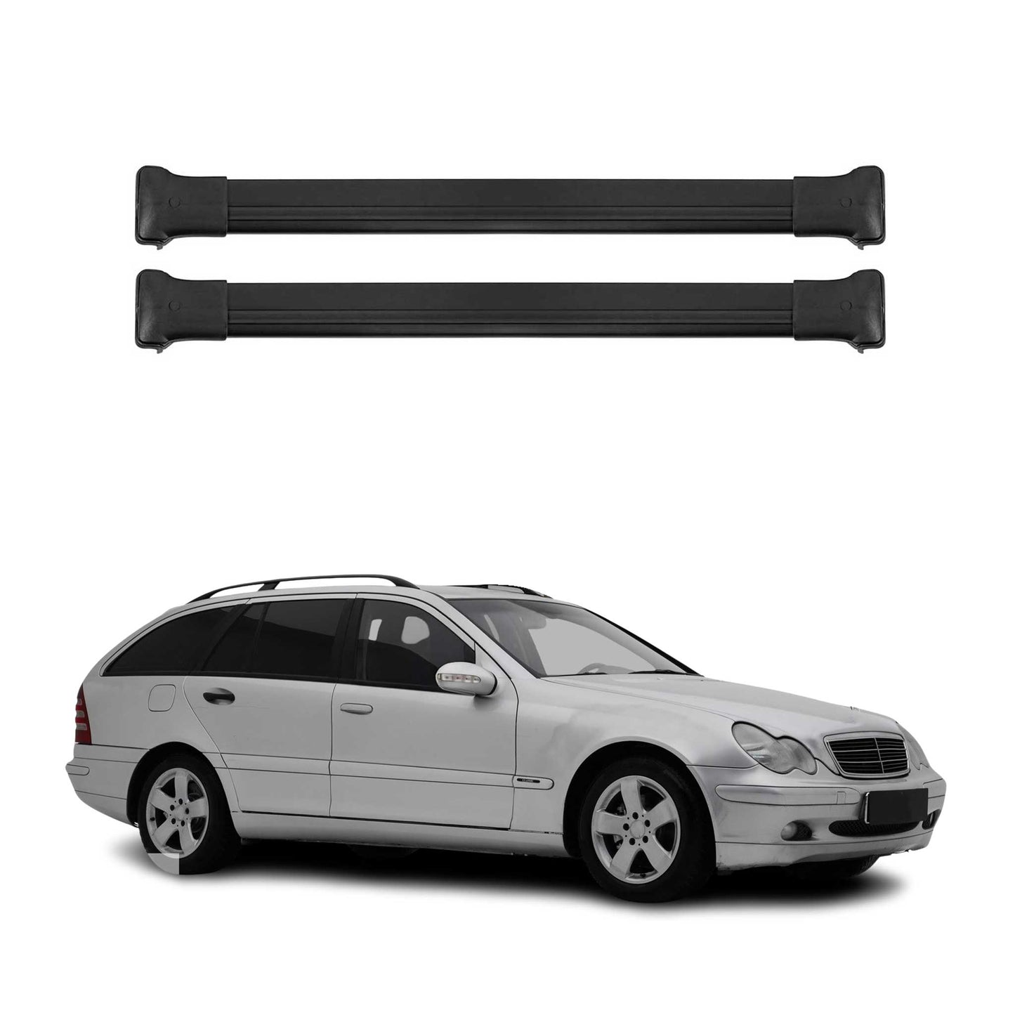 Dachträger Grundtäger für Mercedes C Klasse S203 2001-2007 Aluminium Schwarz