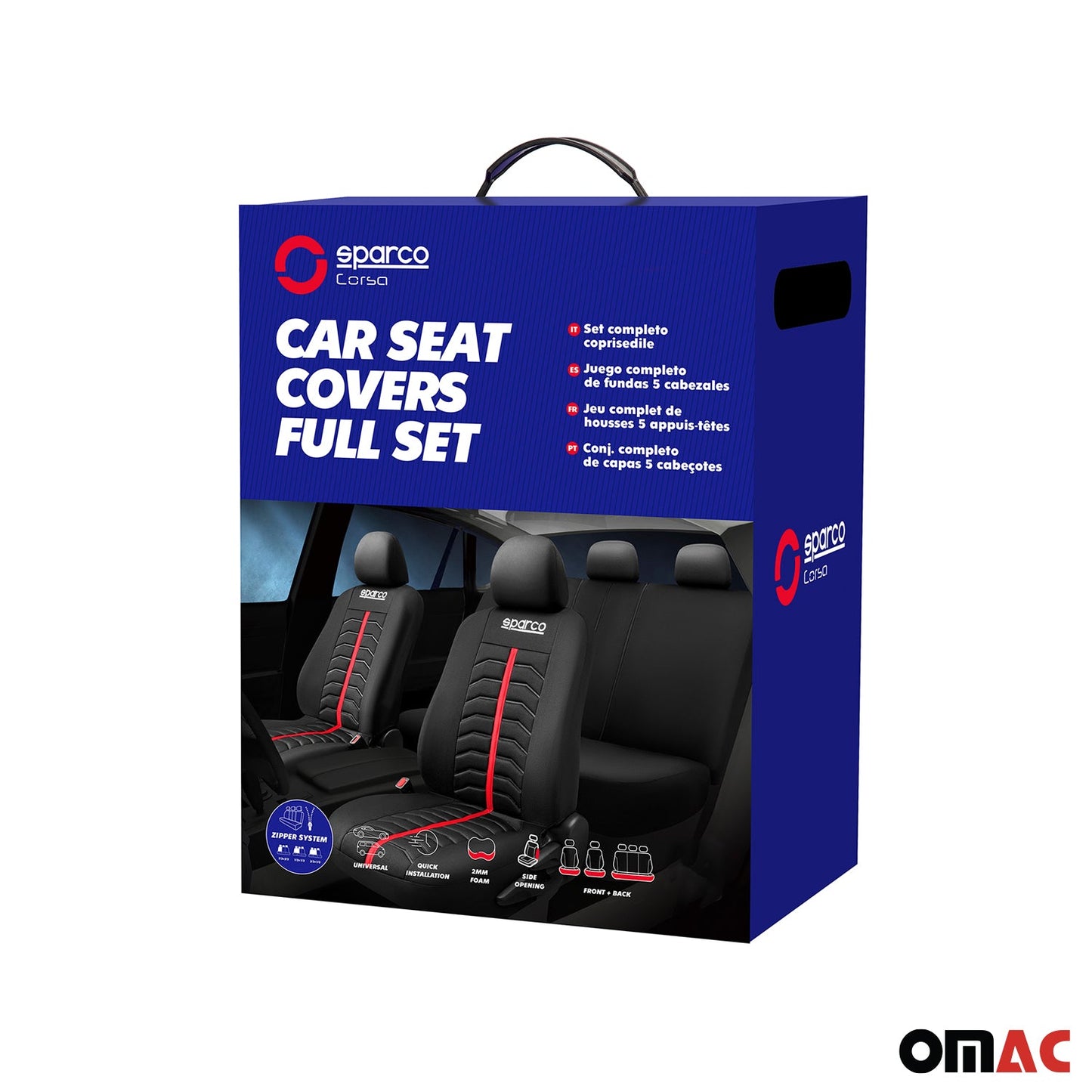 SPARCO Sitzbezüge Schonbezüge Autositzbezüge Universell Rot Vordersitze Hinten