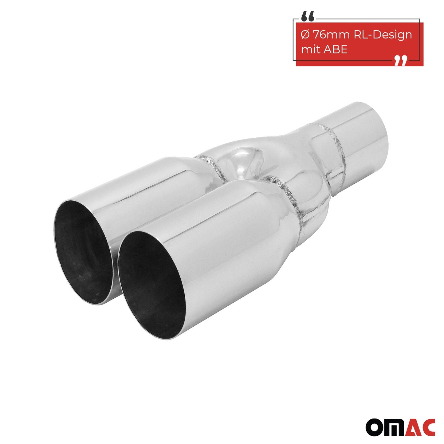 Auspuff Endrohr Edelstahl Y 2x76mm RL-Design Endschalldämpfer mit ABE