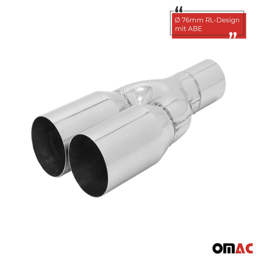 Auspuff Endrohr Edelstahl Y 2x76mm RL-Design Endschalldämpfer mit ABE