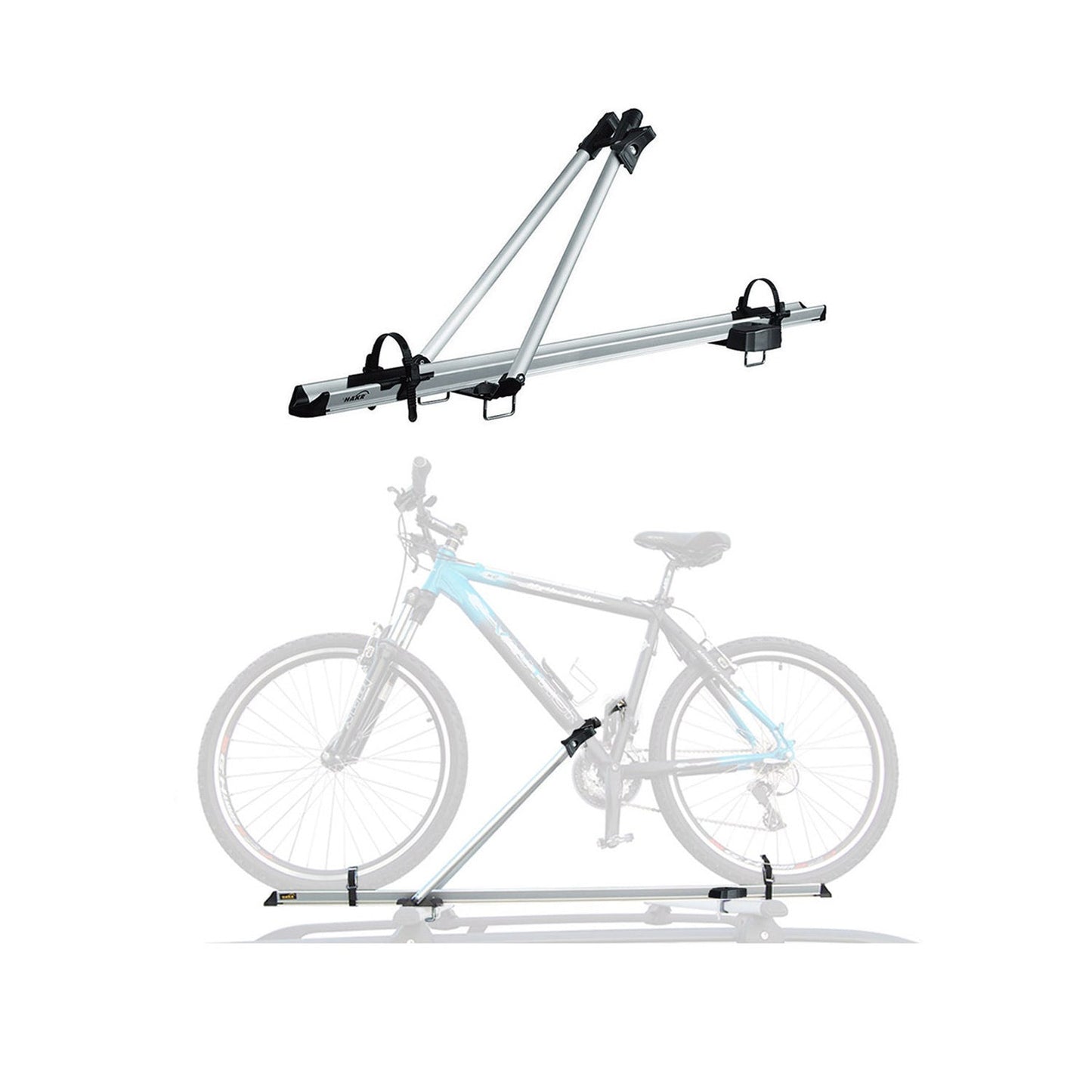 Uchwyt rowerowy, uchwyt rowerowy montowany na dachu do 17 kg, aluminiowy, srebrny