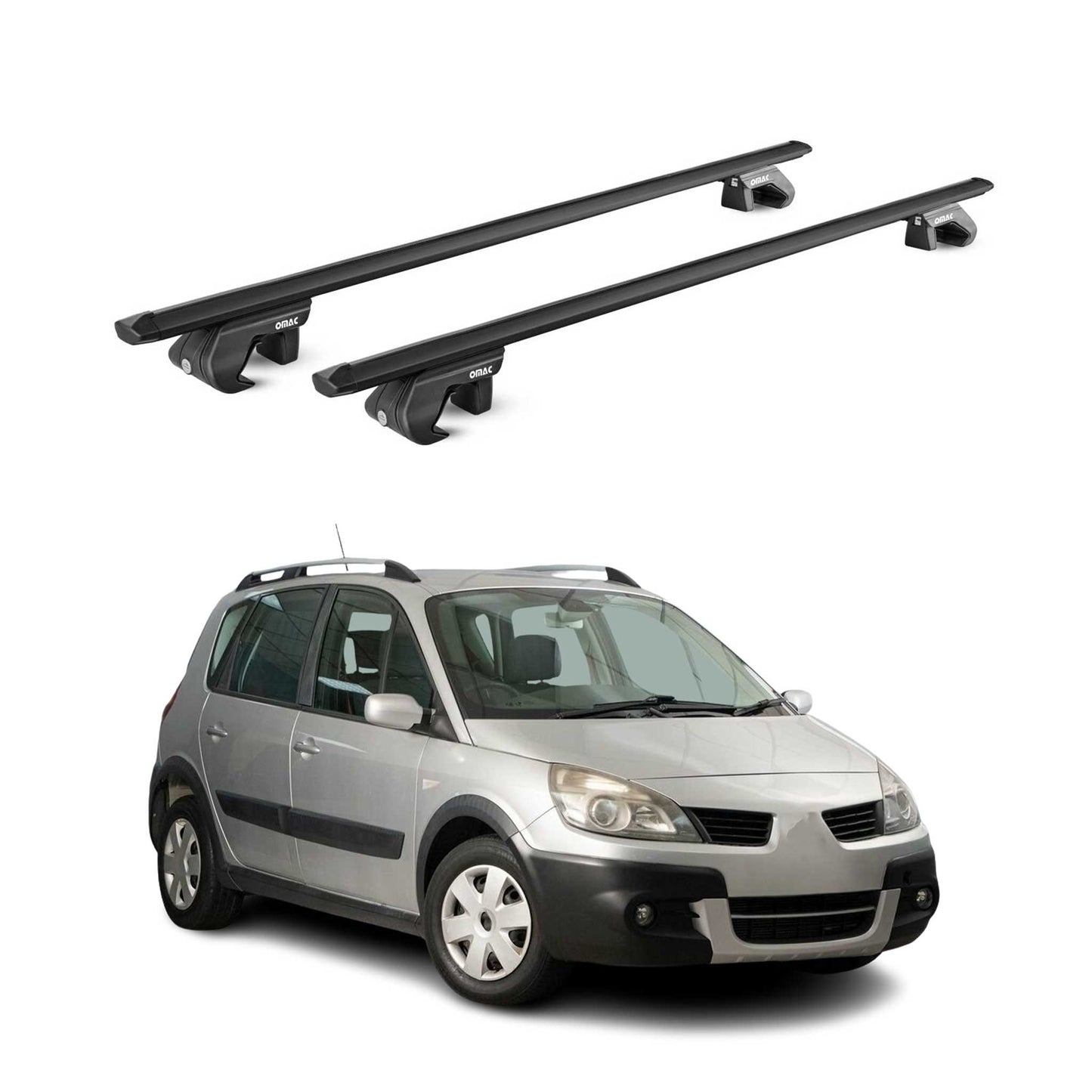 Dachträger für Renault Scenic II Conquest 2007-2009 5 tür 90kg Alu ABE Schwarz