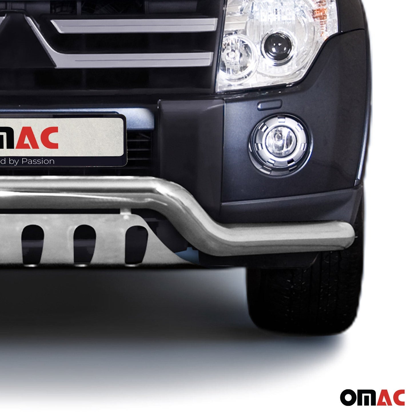 Bară de protecție/buton față pentru Mitsubishi Pajero 2007-2014, oțel inoxidabil, omologată ABE, argintiu