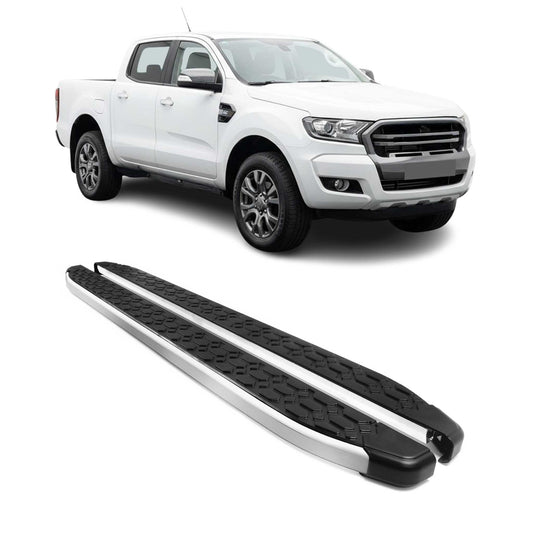 Alu Trittbretter Seitenschutz für Ford Ranger Double Cab 2012-2022 Schwarz Grau