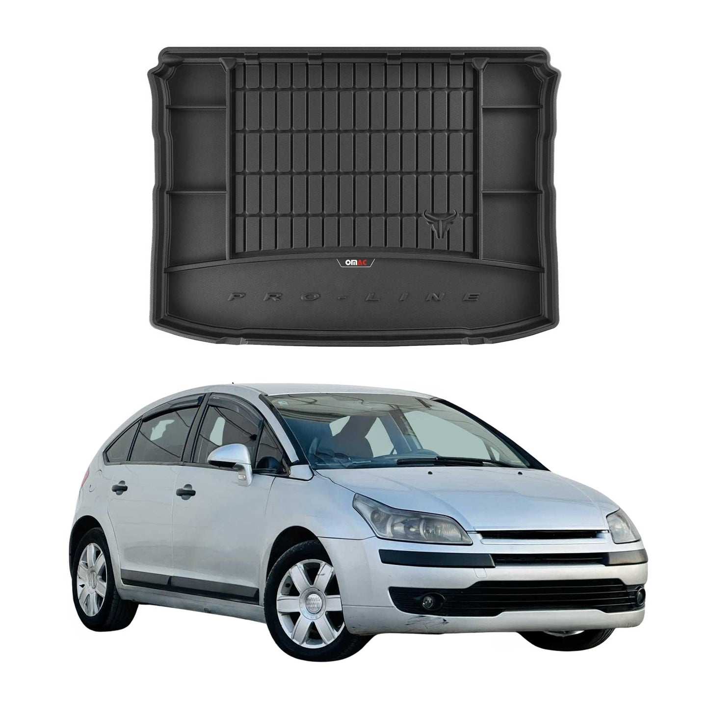 OMAC Gummi Kofferraumwanne für Citroen C4 2004-2010 TPE Laderaumwanne Schwarz