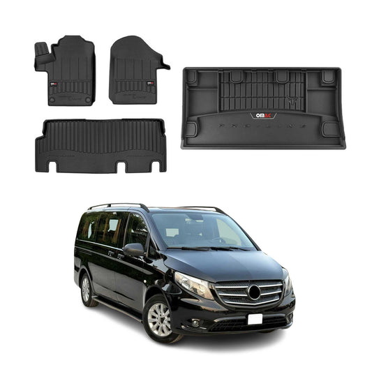 OMAC Fußmatten & Kofferraumwanne Set für Mercedes Vito W447 2014-2025 Gummi 4x