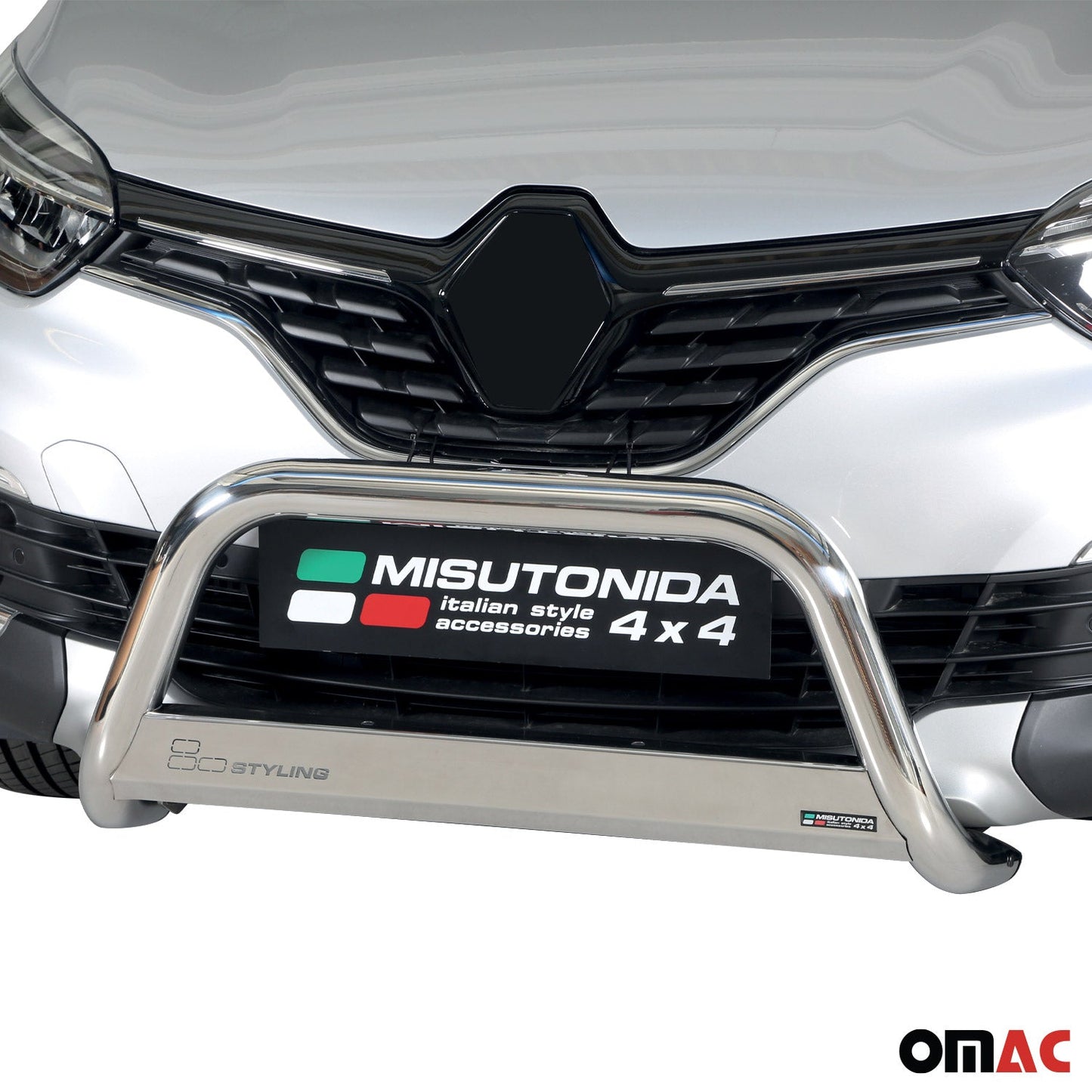 Bară de protecție/buton față pentru Renault Captur 2017-2019, ø63mm, oțel, argintiu