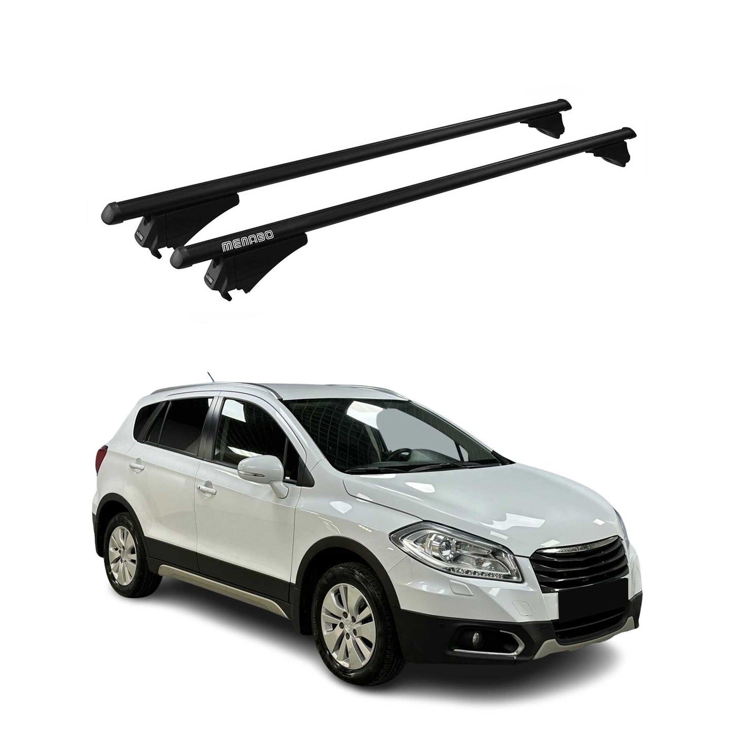 Bară de plafon Menabo pentru Suzuki SX4 S-Cross mk2 2013-2016 Pre-FL 75kg aluminiu negru
