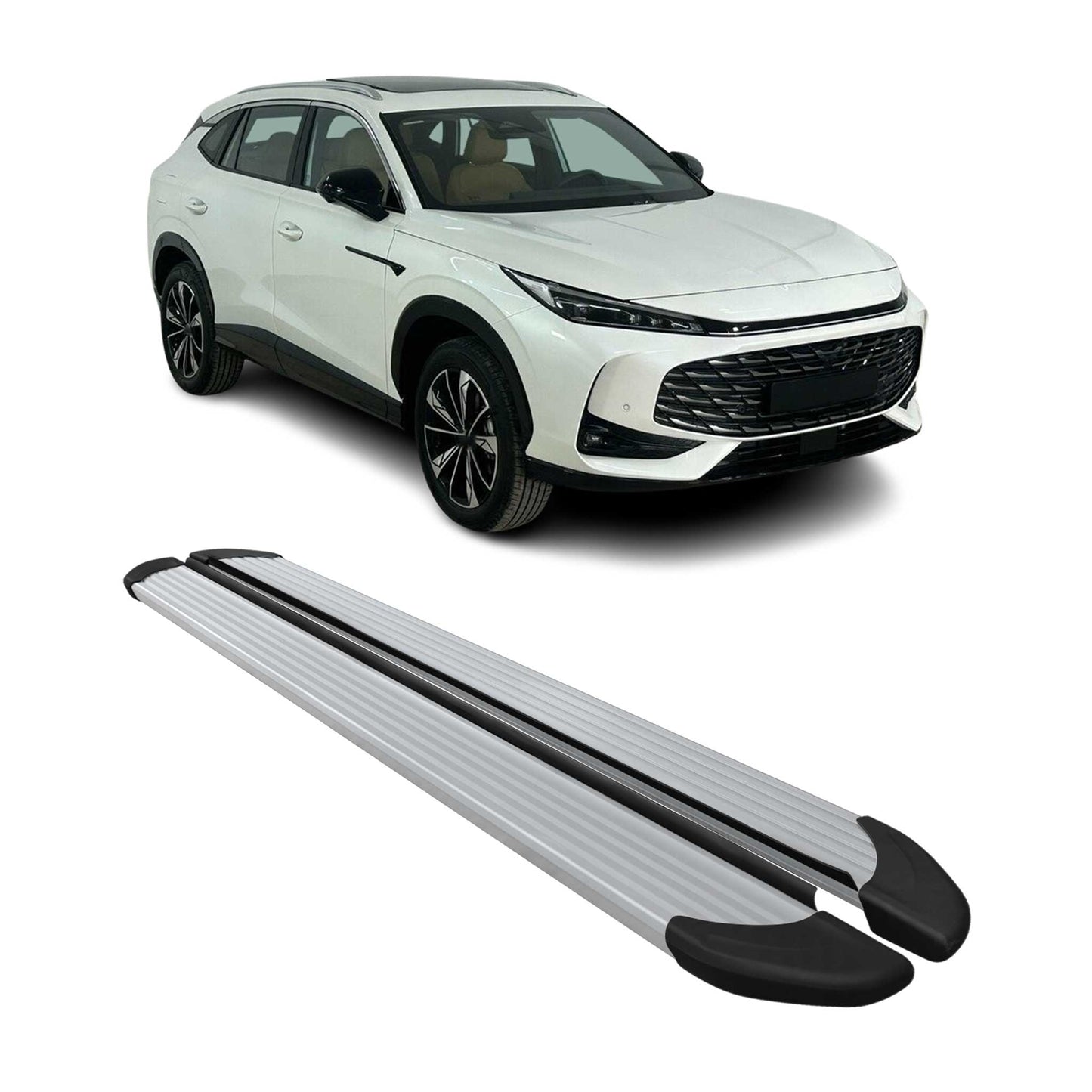 Praguri laterale pentru MG HS II 2024-2025, aluminiu argintiu