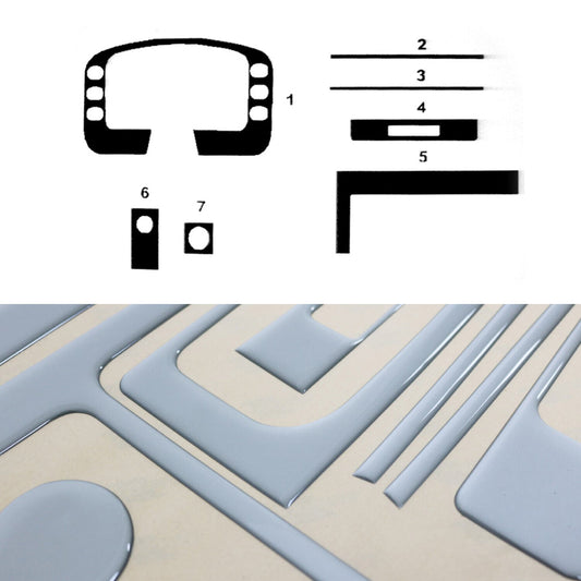 Ornamente interioare pentru cockpit pentru Ford Transit 1995-1997, aspect aluminiu, 7 bucăți