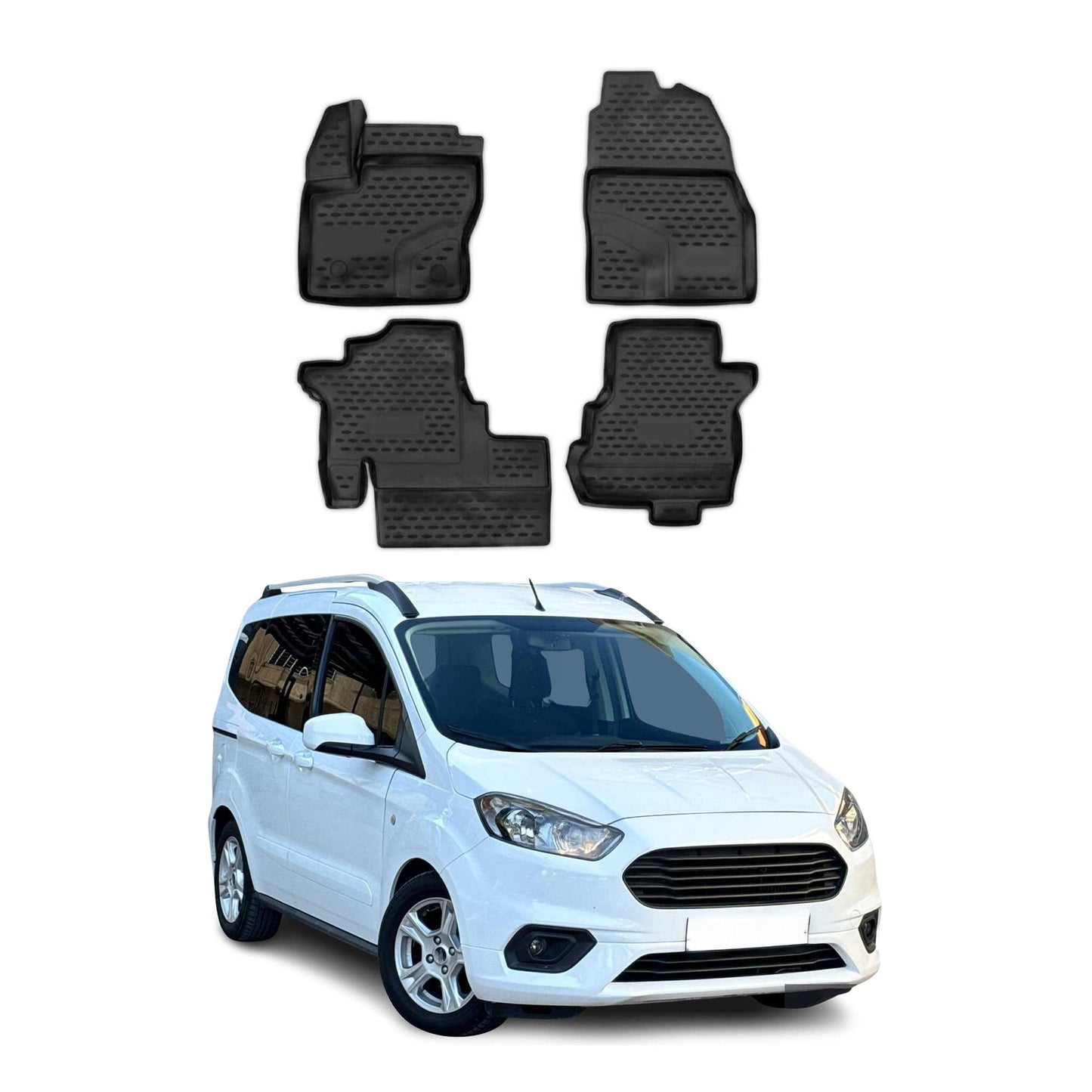 2014-2024 Ford Tourneo Courier Fußmatten TPE Schwarz 4 tlg