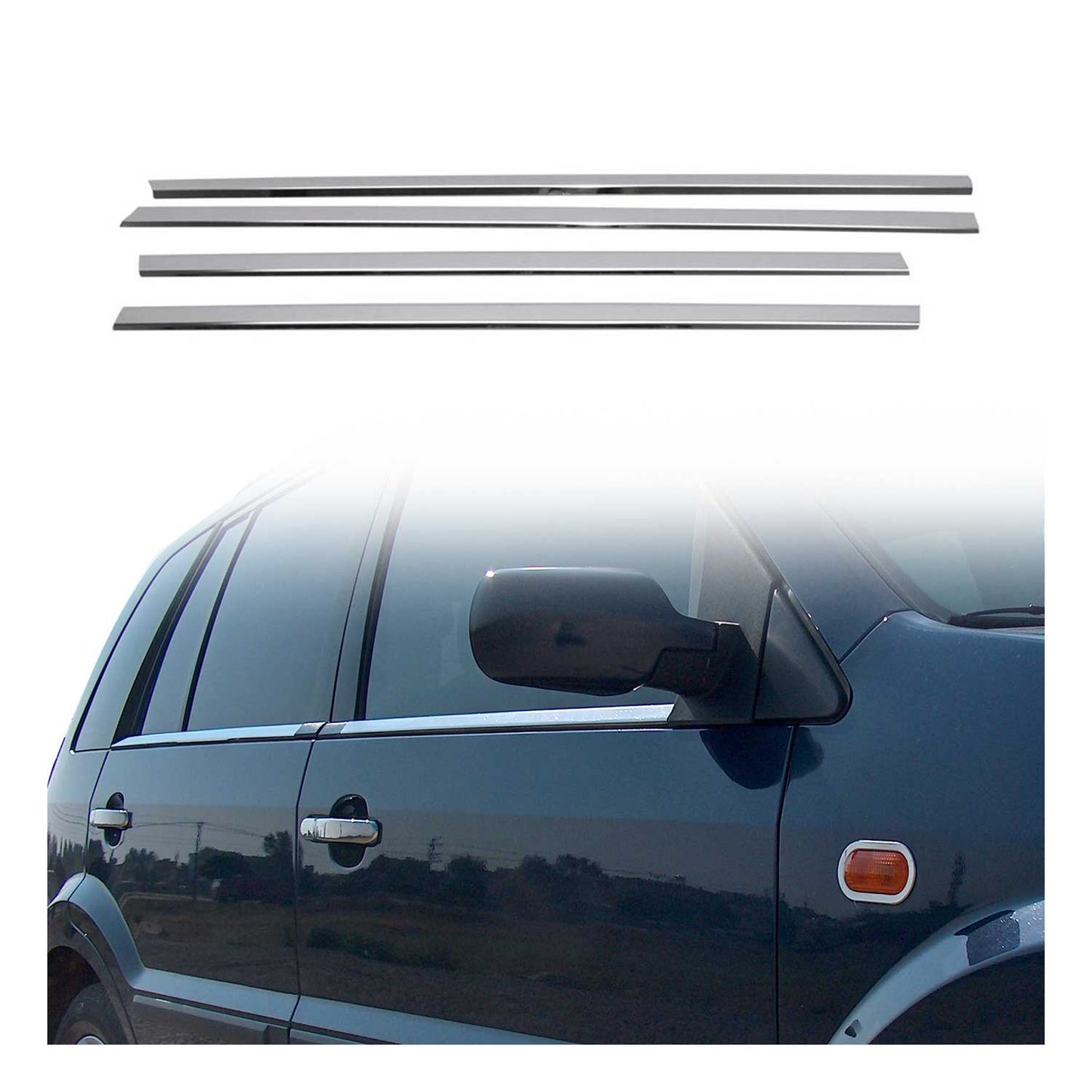 Benzi decorative pentru geamuri Ford Fusion 2002-2012, oțel inoxidabil cromat, 4 buc.