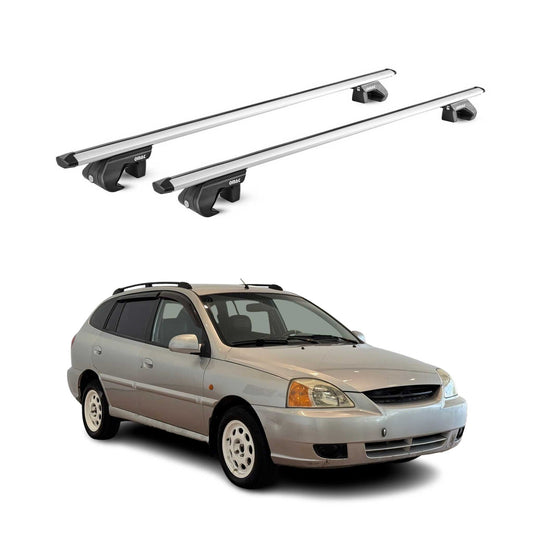 Dachträger Grundtäger für Kia Rio Kombi 2000-2005 90kg Alu Silber 2 tlg ABE