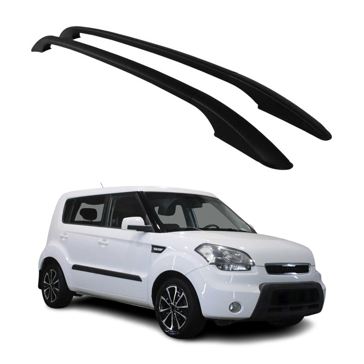 Aluminium Dachreling Relingträger für Kia Soul 2008-2014 Schwarz 2tlg