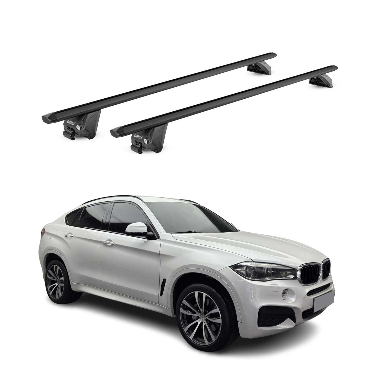 Portbagaj de plafon pentru BMW X6 F16 2014-2019 100kg aluminiu negru 2 buc ABE