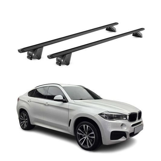 Portbagaj de plafon pentru BMW X6 F16 2014-2019 100kg aluminiu negru 2 buc ABE