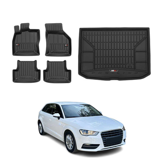 OMAC Fußmatten & Kofferraumwanne Set für Audi A3 8V Sportback 2012-2020 Gummi 5x