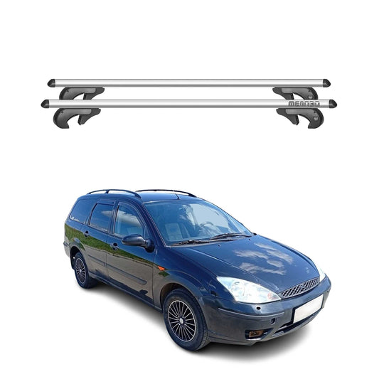 Portbagaj de plafon Menabo pentru Ford Focus Estate 1998-2004 90kg aluminiu argintiu 2x