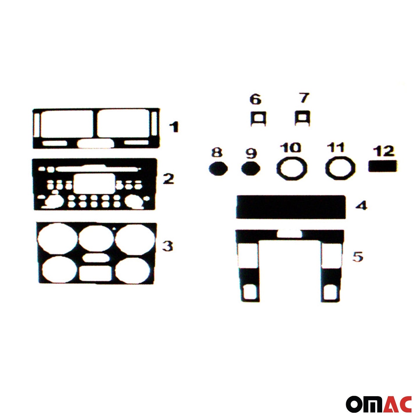 Ornamente interioare cockpit pentru Suzuki Grand Vitara 2005-2015, aspect aluminiu, 12 bucăți