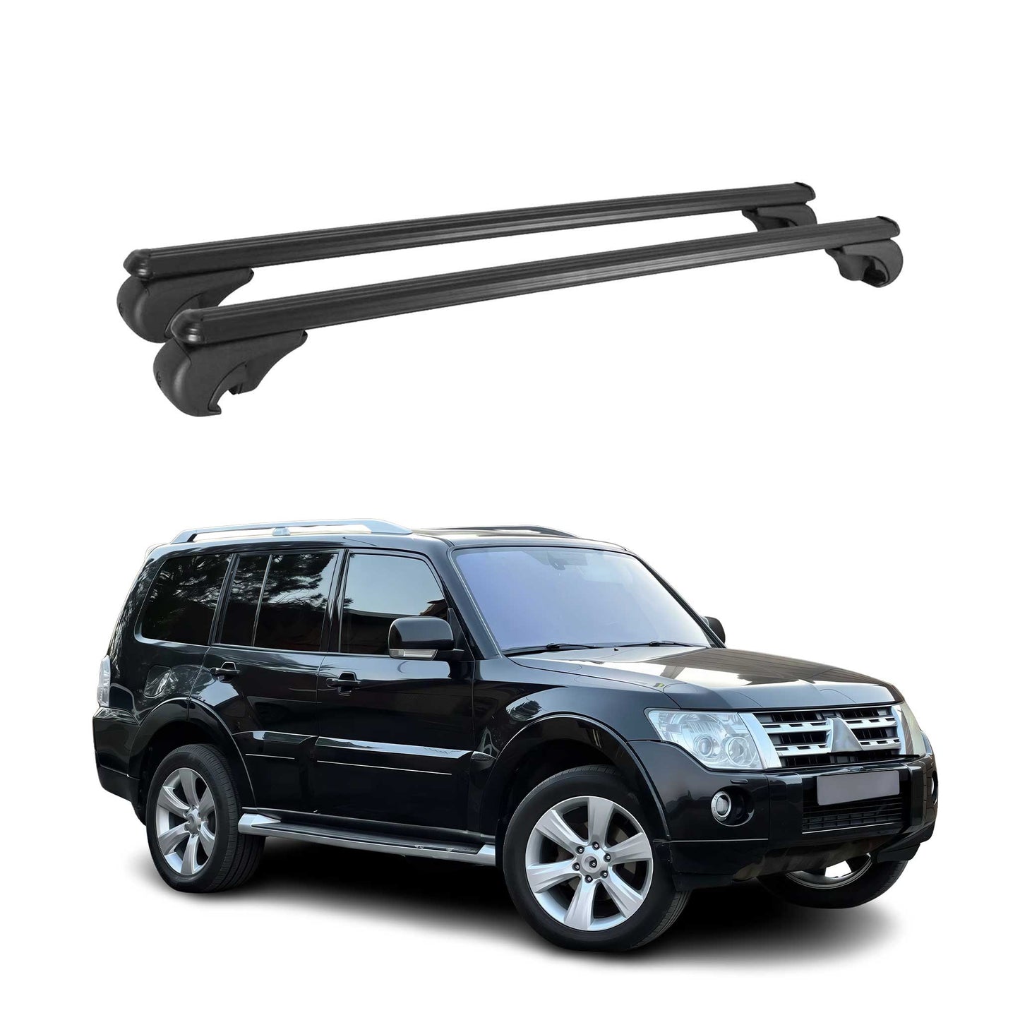 Dachträger für Mitsubishi Pajero 2006-2021 Gepäckträger Grundträger Alu Schwarz