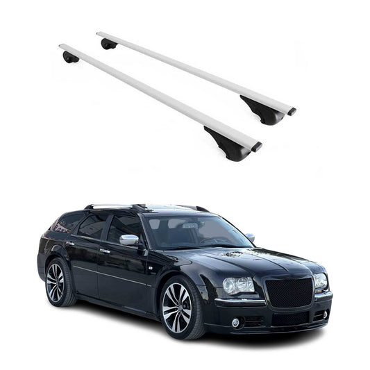 Suporturi de bază pentru portbagaj de plafon pentru Chrysler 300C Touring 2005-2010, 75kg, metal, argintiu, 2x