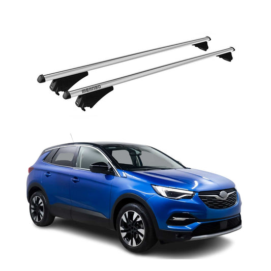 Menabo Dachträger Grundtäger für Opel Grandland X 2017-2023 75kg Alu Silber 2x