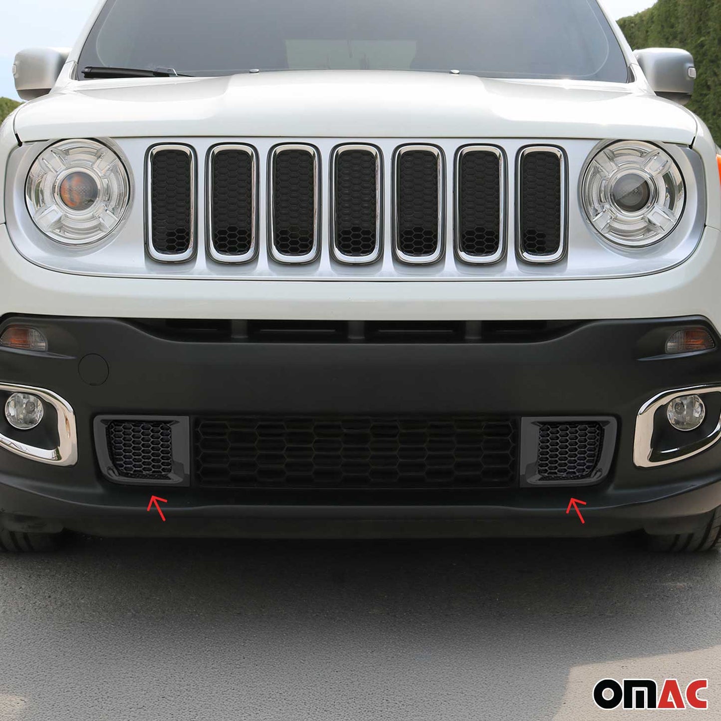 Kühlergrill Leisten Grillleisten für Jeep Renegade 2015-2019 Chrom ABS Dunkel 2x