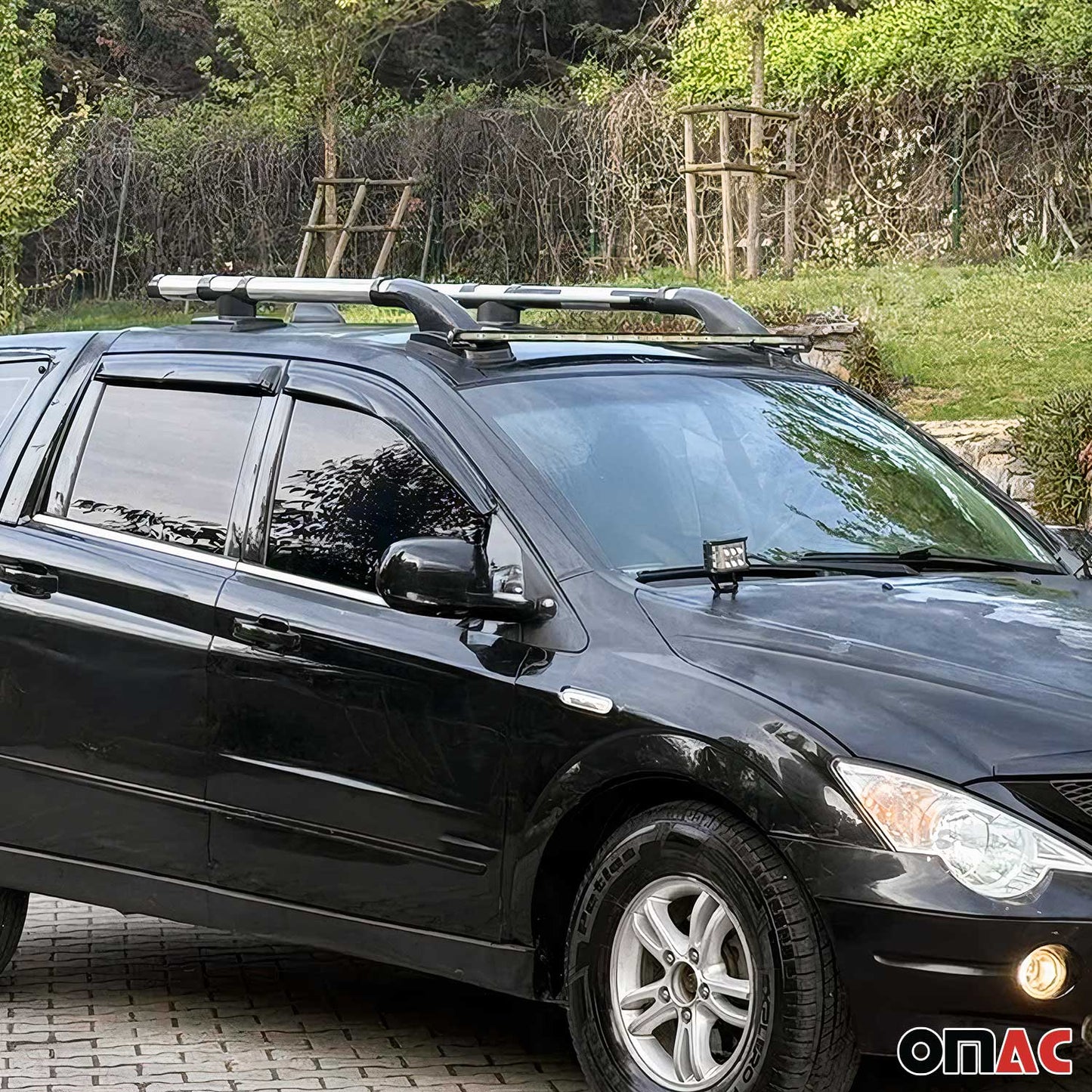 Benzi decorative/ornamente geamuri pentru Ssangyong Actyon Sports 2006-2012, oțel inoxidabil, 4 bucăți